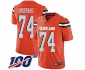 Men's Cleveland Browns #74 Chris Hubbard Orange Alternate Vapor Untouchable Limited Player 100th Season Football Jersey