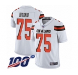 Men's Cleveland Browns #75 Joel Bitonio White Vapor Untouchable Limited Player 100th Season Football Jersey