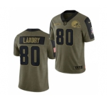 Men's Cleveland Browns #80 Jarvis Landry 2021 Olive Salute To Service Limited Stitched Football Jersey