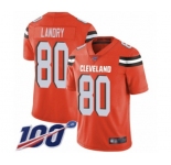 Men's Cleveland Browns #80 Jarvis Landry Orange Alternate Vapor Untouchable Limited Player 100th Season Football Jersey