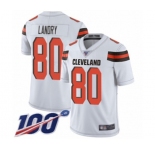 Men's Cleveland Browns #80 Jarvis Landry White Vapor Untouchable Limited Player 100th Season Football Jersey