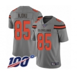 Men's Cleveland Browns #85 David Njoku Limited Gray Inverted Legend 100th Season Football Jersey