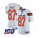 Men's Cleveland Browns #87 Seth DeValve White Vapor Untouchable Limited Player 100th Season Football Jersey