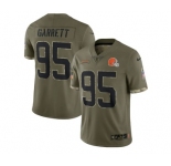Men's Cleveland Browns #95 Myles Garrett 2022 Olive Salute To Service Limited Stitched Jerse