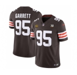 Men's Cleveland Browns #95 Myles Garrett Brown 2023 F.U.S.E. With 4-Star C Patch And Jim Brown Memorial Patch Vapor Untouchable Limited Football jerseys