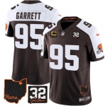 Men's Cleveland Browns #95 Myles Garrett Brown Alternate 2025 F.U.S.E. 4-Star C Patch With Jim Brown Memorial & Home Patch Vapor Limited Football Stitched 
