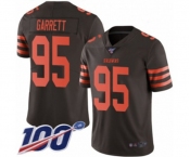 Men's Cleveland Browns #95 Myles Garrett Limited Brown Rush Vapor Untouchable 100th Season Football Jersey