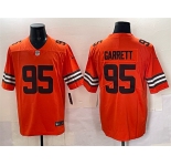 Men's Cleveland Browns #95 Myles Garrett Orange Vapor Limited Football Stitched Jersey