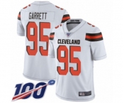 Men's Cleveland Browns #95 Myles Garrett White Vapor Untouchable Limited Player 100th Season Football Jersey