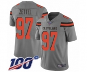 Men's Cleveland Browns #97 Anthony Zettel Limited Gray Inverted Legend 100th Season Football Jersey