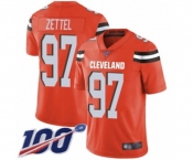 Men's Cleveland Browns #97 Anthony Zettel Orange Alternate Vapor Untouchable Limited Player 100th Season Football Jersey