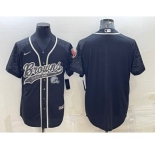 Men's Cleveland Browns Blank Black Reflective With Patch Cool Base Stitched Baseball Jersey