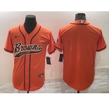 Men's Cleveland Browns Blank Orange Stitched MLB Cool Base Nike Baseball Jersey