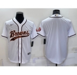 Men's Cleveland Browns Blank White Stitched MLB Cool Base Nike Baseball Jersey