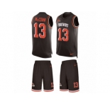 Men's Nike Cleveland Browns #13 Josh McCown Limited Brown Tank Top Suit NFL Jersey