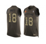Men's Nike Cleveland Browns #18 Kenny Britt Limited Green Salute to Service Tank Top NFL Jersey
