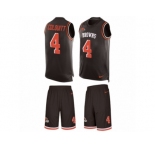 Men's Nike Cleveland Browns #4 Britton Colquitt Limited Brown Tank Top Suit NFL Jersey