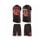 Men's Nike Cleveland Browns #42 Malcolm Johnson Limited Brown Tank Top Suit NFL Jersey