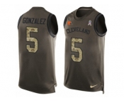Men's Nike Cleveland Browns #5 Zane Gonzalez Limited Green Salute to Service Tank Top NFL Jersey