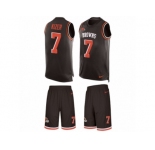 Men's Nike Cleveland Browns #7 DeShone Kizer Limited Brown Tank Top Suit NFL Jersey