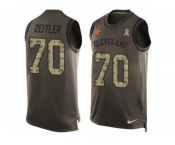 Men's Nike Cleveland Browns #70 Kevin Zeitler Limited Green Salute to Service Tank Top NFL Jersey