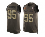 Men's Nike Cleveland Browns #95 Myles Garrett Limited Green Salute to Service Tank Top NFL Jersey