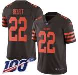 Nike Browns #22 Grant Delpit Brown Men's Stitched NFL Limited Rush 100th Season Jersey