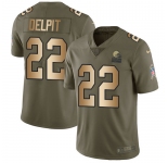 Nike Browns #22 Grant Delpit Olive Gold Men's Stitched NFL Limited 2017 Salute To Service Jersey