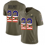 Nike Browns #22 Grant Delpit Olive USA Flag Men's Stitched NFL Limited 2017 Salute To Service Jersey