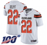 Nike Browns #22 Grant Delpit White Men's Stitched NFL 100th Season Vapor Untouchable Limited Jersey