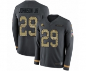 Nike Cleveland Browns #29 Duke Johnson Limited Black Salute to Service Therma Long Sleeve NFL Jersey