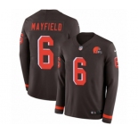 Nike Cleveland Browns #6 Baker Mayfield Limited Brown Therma Long Sleeve NFL Jersey