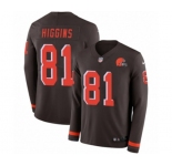 Nike Cleveland Browns #81 Rashard Higgins Limited Brown Therma Long Sleeve NFL Jersey