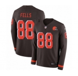 Nike Cleveland Browns #88 Darren Fells Limited Brown Therma Long Sleeve NFL Jersey