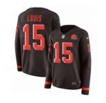Women Nike Cleveland Browns #15 Ricardo Louis Limited Brown Therma Long Sleeve NFL Jersey