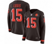 Women Nike Cleveland Browns #15 Ricardo Louis Limited Brown Therma Long Sleeve NFL Jersey