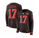 Women Nike Cleveland Browns #17 Greg Joseph Limited Brown Therma Long Sleeve NFL Jersey