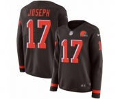 Women Nike Cleveland Browns #17 Greg Joseph Limited Brown Therma Long Sleeve NFL Jersey