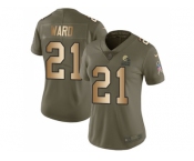 Women Nike Cleveland Browns #21 Denzel Ward Olive Gold Stitched NFL Limited 2017 Salute to Service Jersey