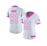 Women Nike Cleveland Browns #21 Denzel Ward White Pink Stitched NFL Limited Rush Fashion Jersey