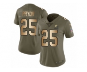 Women Nike Cleveland Browns #25 Calvin Pryor Limited Olive Gold 2017 Salute to Service NFL Jersey
