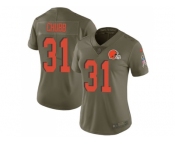 Women Nike Cleveland Browns #31 Nick Chubb Olive Stitched NFL Limited 2017 Salute to Service Jersey