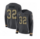 Women Nike Cleveland Browns #32 Jim Brown Limited Black Salute to Service Therma Long Sleeve NFL Jersey