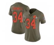 Women Nike Cleveland Browns #34 Isaiah Crowell Olive Stitched NFL Limited 2017 Salute to Service Jersey
