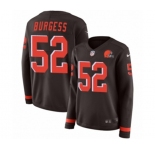 Women Nike Cleveland Browns #52 James Burgess Limited Brown Therma Long Sleeve NFL Jersey