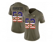Women Nike Cleveland Browns #52 James Burgess Limited Olive USA Flag 2017 Salute to Service NFL Jersey