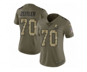 Women Nike Cleveland Browns #70 Kevin Zeitler Limited Olive Camo 2017 Salute to Service NFL Jersey