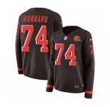 Women Nike Cleveland Browns #74 Chris Hubbard Limited Brown Therma Long Sleeve NFL Jersey