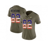 Women Nike Cleveland Browns #82 Ozzie Newsome Limited Olive USA Flag 2017 Salute to Service NFL Jersey