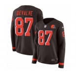Women Nike Cleveland Browns #87 Seth DeValve Limited Brown Therma Long Sleeve NFL Jersey